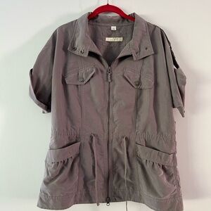 LOFT|Women's Short Sleeve Utility Jacket in Gray
